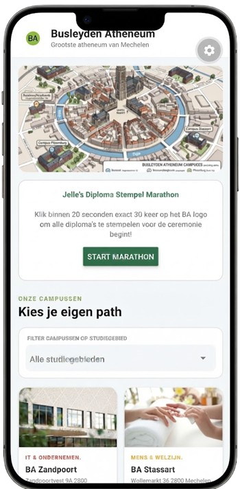 Homescherm van de Busleyden-app
