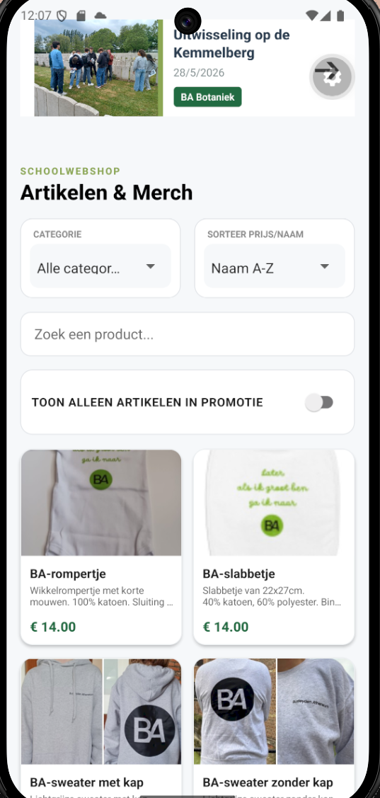 Webshop in de Busleyden-app