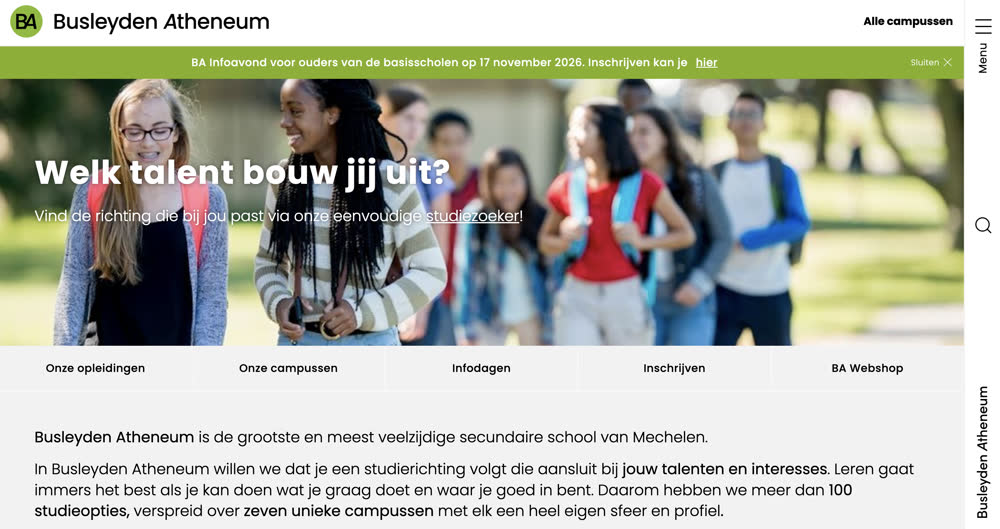 Oude homepage van Busleyden Atheneum